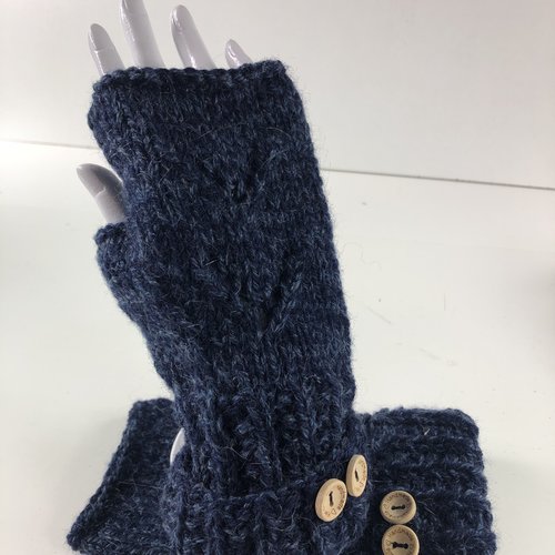 Mitaines avec pouce laine tricoté main  réf 5773  modèle unique