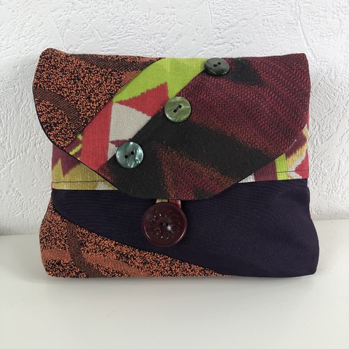 Pochette maquillage/crayons tissus patchwork réf 0553