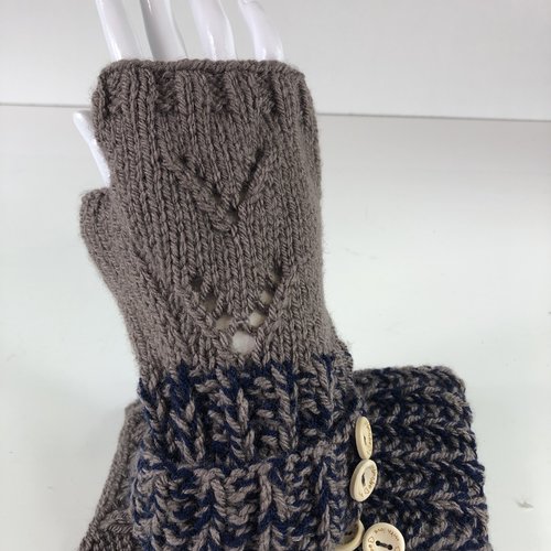 Mitaines avec pouce laine tricoté main  réf 5442  modèle unique