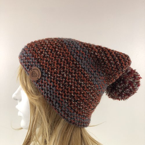 Bonnet laine tricoté main réf 3526 modèle unique