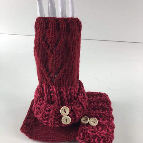 Mitaines avec pouce laine tricoté main  réf 5716  modèle unique