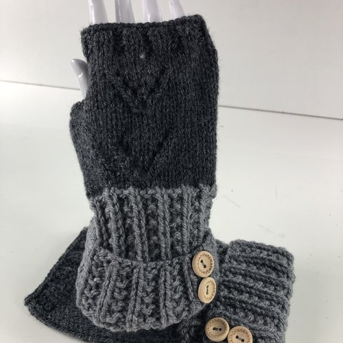 Mitaines avec pouce laine tricoté main  réf 5745  modèle unique
