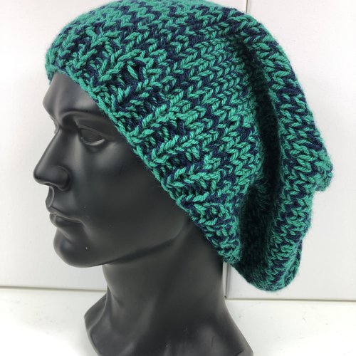 Bonnet laine homme tricoté main réf 6264 modèle unique