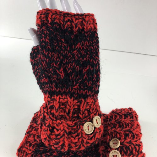 Mitaines avec pouce laine tricoté main  réf 5796  modèle unique