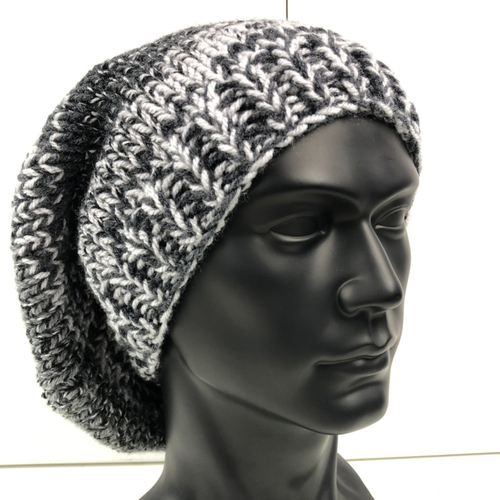 Bonnet laine homme tricoté main réf 6308 modèle unique