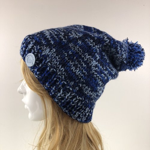 Bonnet laine tricoté main réf 3576 modèle unique