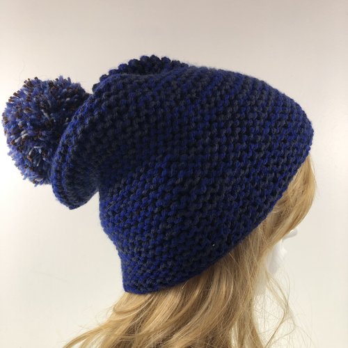 Bonnet laine tricoté main réf 3634 modèle unique