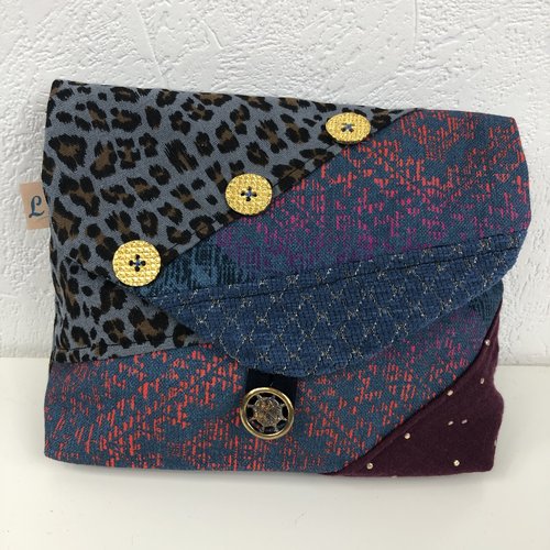 Pochette maquillage/crayons tissus patchwork réf 0695