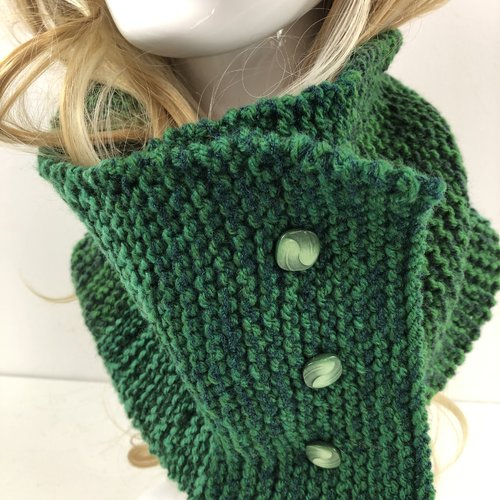 Snood laine tricoté main réf 7776 modèle unique