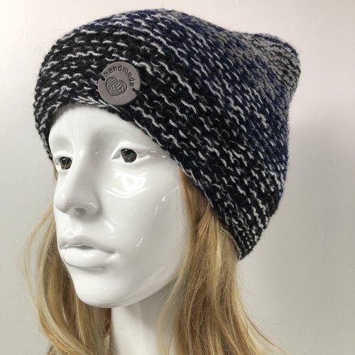 Bonnet laine tricoté main réf 7956 modèle unique