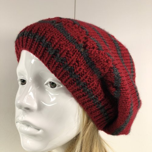 Béret laine tricoté main réf 6354