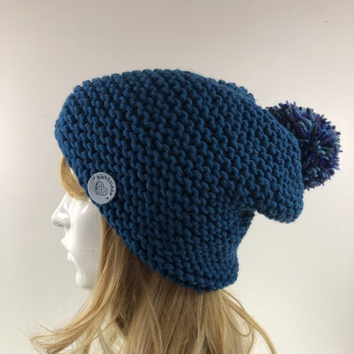 Bonnet laine tricoté main réf 3623 modèle unique