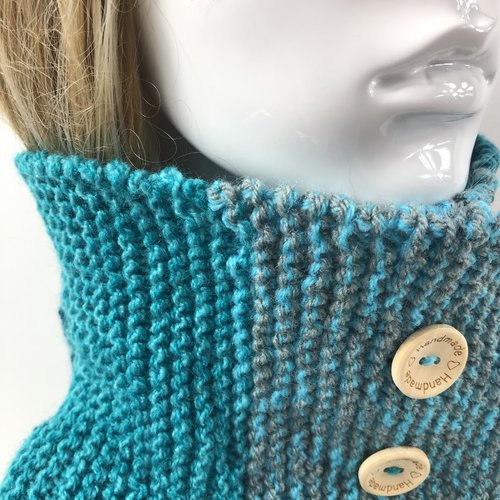 Snood laine tricoté main réf 8033 modèle unique