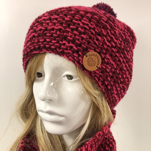 Bonnet laine tricoté main réf 7811 modèle unique
