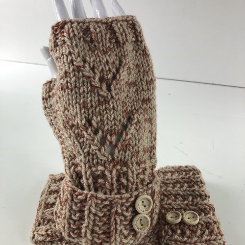Mitaines avec pouce laine tricoté main réf 5757 modèle unique