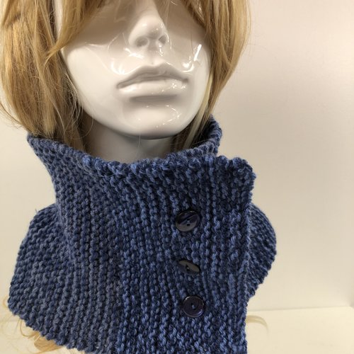 Snood laine tricoté main réf 7876 modèle unique