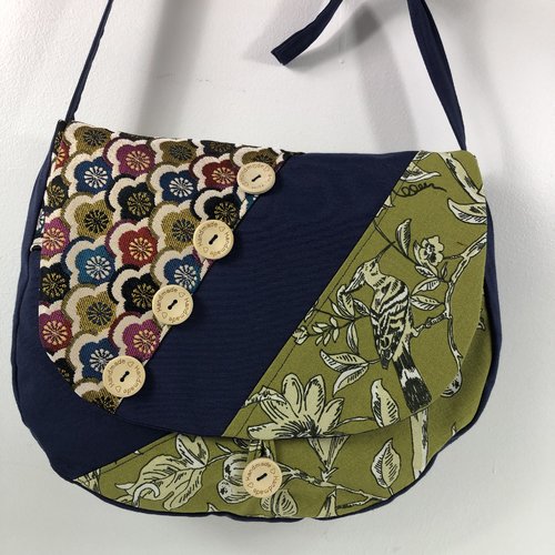 Sac besace tissus patchwork bandoulière collection laura 7227