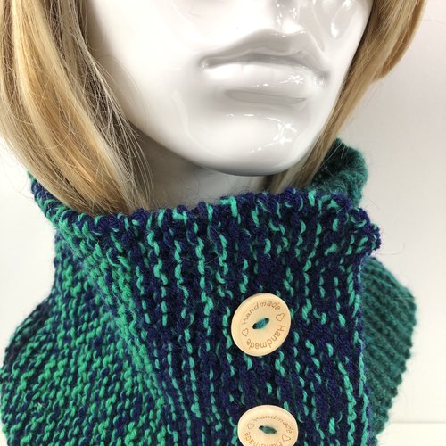Snood laine tricoté main réf 7932 modèle unique