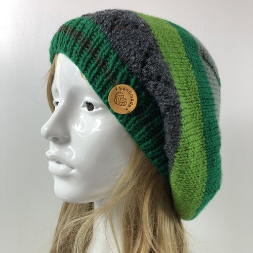 Béret laine tricoté main réf 7428 modèle unique
