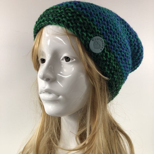 Bonnet laine tricoté main réf 3585 modèle unique