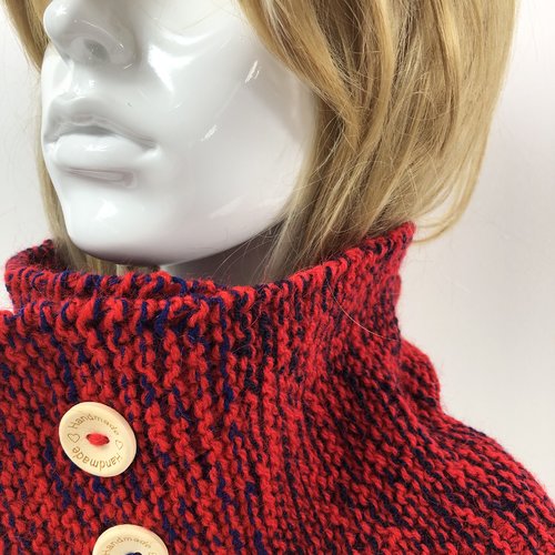 Snood laine tricoté main réf 7982 modèle unique