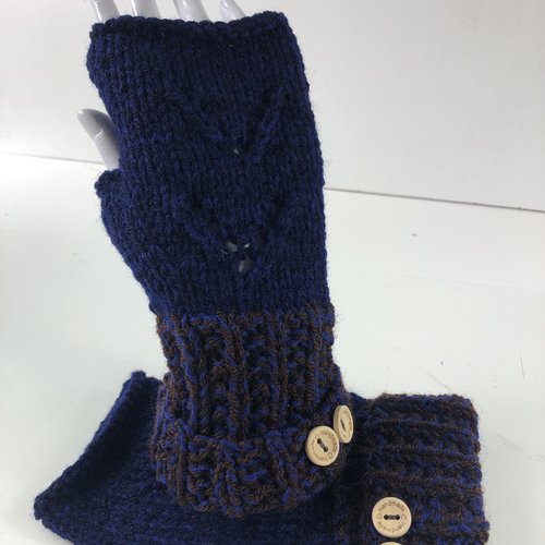 Mitaines avec pouce laine tricoté main réf 5821 modèle unique