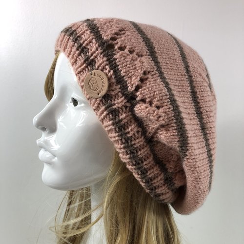 Béret laine tricoté main réf 7448 modèle unique