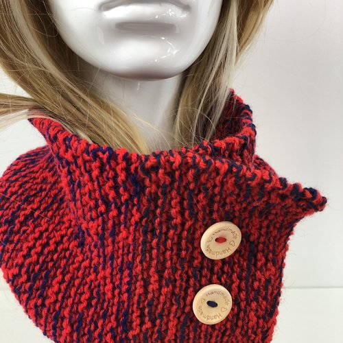 Snood laine tricoté main réf 7847 modèle unique