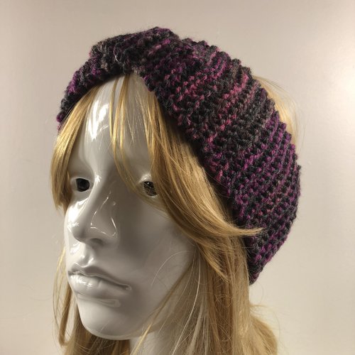 Bandeau laine tricoté main réf 3017