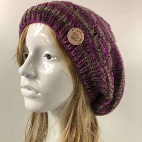 Béret laine tricoté main réf 7453 modèle unique