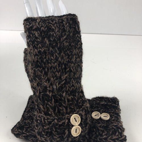 Mitaines avec pouce laine tricoté main réf 5366 modèle unique