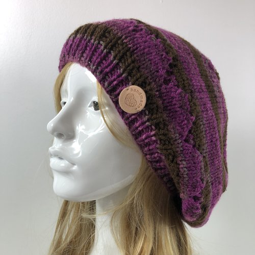 Béret laine tricoté main réf 7423 modèle unique