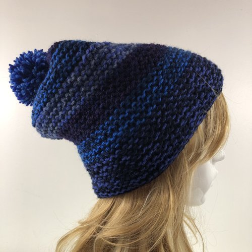 Bonnet laine tricoté main réf 3592 modèle unique