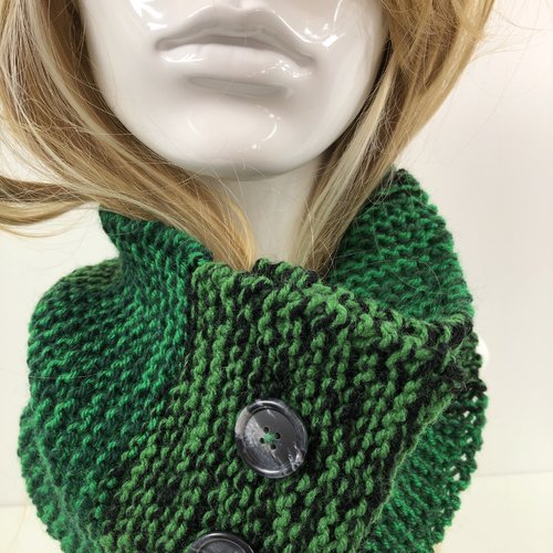 Snood laine tricoté main réf 7867 modèle unique
