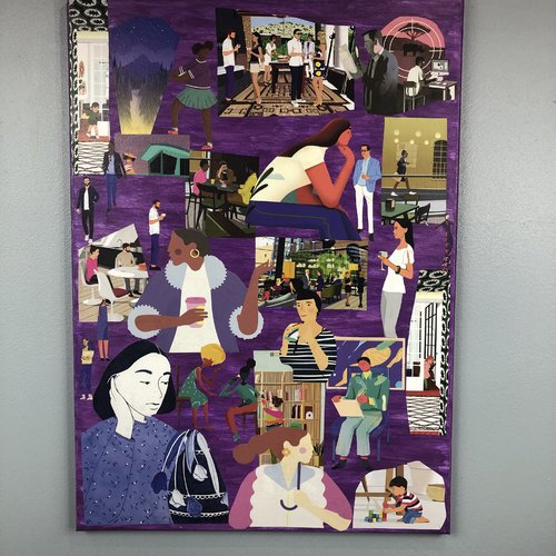 Tableaux peinture/collage toile tendue réf 4791