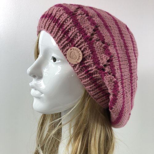 Béret laine tricoté main réf 7494 modèle unique
