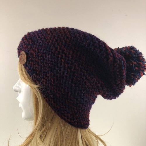 Bonnet laine tricoté main réf 3581 modèle unique