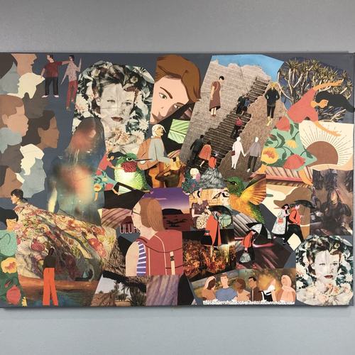 Tableaux peinture/collage toile tendue réf 4889