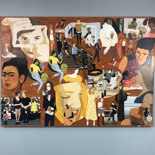 Tableaux peinture/collage toile tendue réf 4819