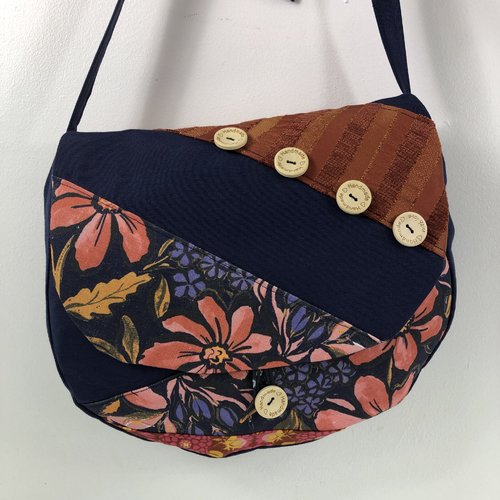 Sac besace tissus patchwork bandoulière collection laura 7257