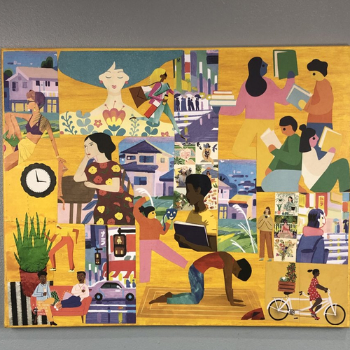 Tableaux peinture/collage toile tendue réf 4834