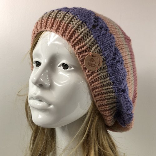 Béret laine tricoté main réf 7514 modèle unique