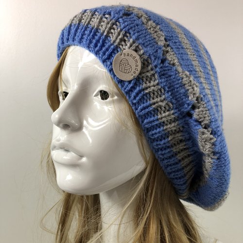 Béret laine tricoté main réf 7544 modèle unique