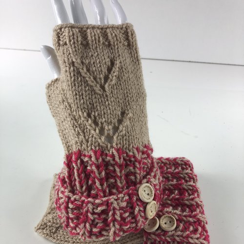 Mitaines avec pouce laine tricoté main réf 5632 modèle unique