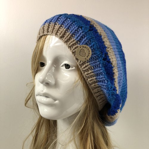 Béret laine tricoté main réf 7499  modèle unique