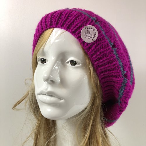 Béret laine tricoté main réf 7484  modèle unique