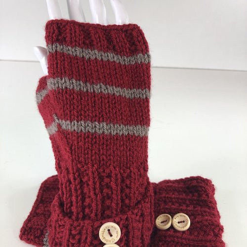 Mitaines avec pouce laine tricoté main réf 5482 modèle unique