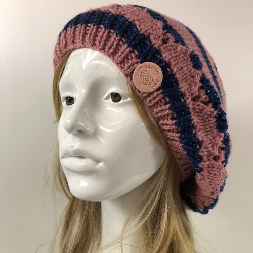 Béret laine tricoté main réf 7609  modèle unique