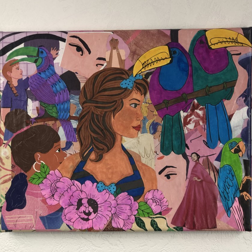 Tableaux collage  toile tendue 1077