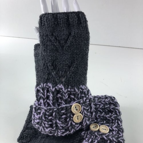 Mitaines avec pouce laine tricoté main réf 5741 modèle unique